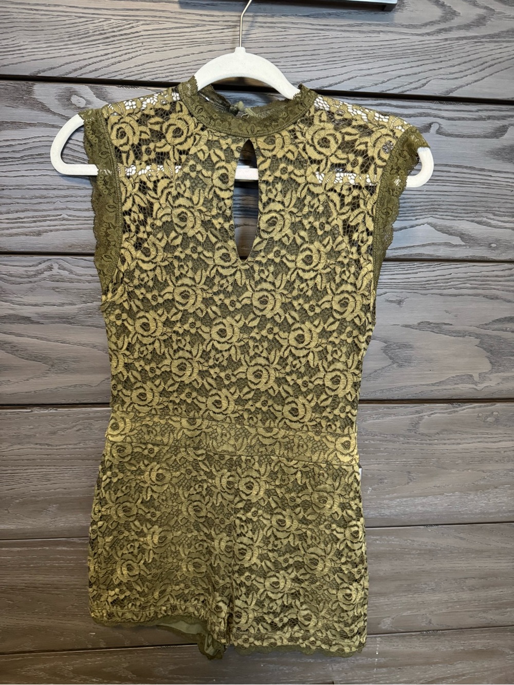 bebe Olive Lace Sleeveless Top